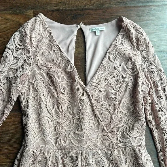 Charlotte Russe Lace Romper Pink | Charlotte Russe Romper | Long Sleeve Romper - Picture 6 of 8